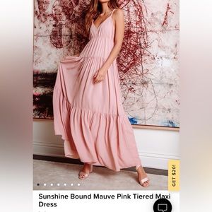 Lulus Muave Pink Tiered Maxi Dress